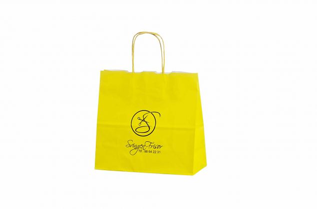 gul papirspose med personligt logo 