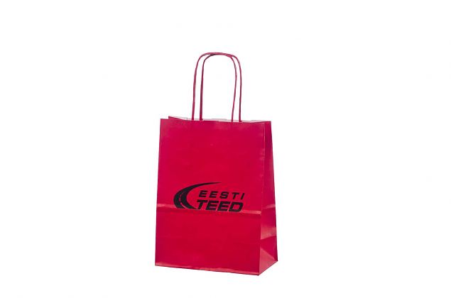 red paper bags with print 