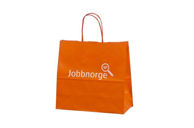 orange paper bag with print 