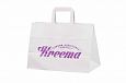 white kraft paper bags with print | Galleri-White Paper Bags with Flat Handles durable white kraft