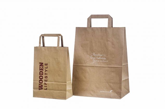 durable ecological paper bag flat handles and with logo 