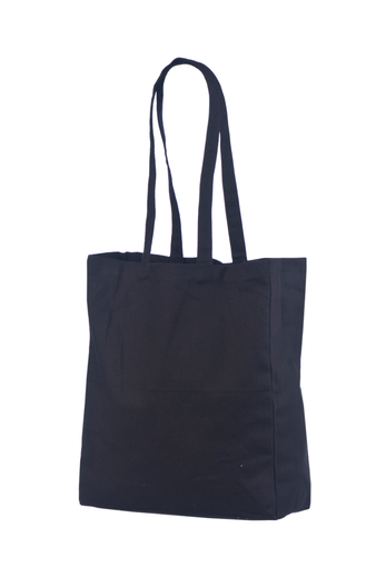 Kanvas mulepose i sort med ekstra strk bund og lange hanke