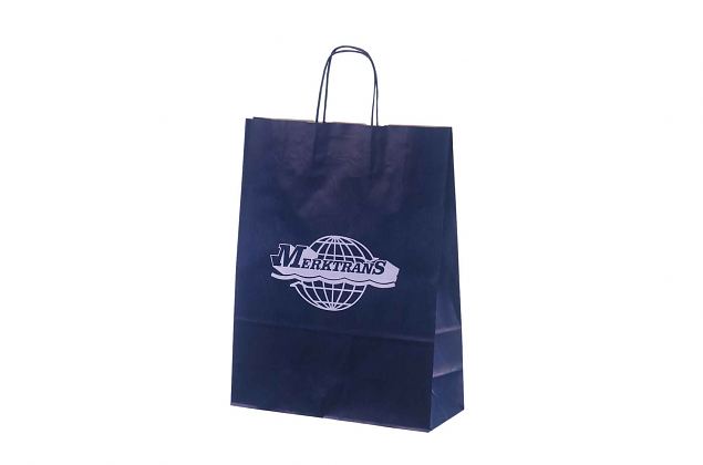 blue paper bag with logo print 