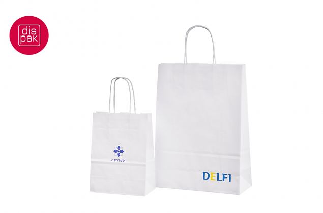 sangadega valge tr�kiga paberkott on eriti sobiv butiikidele 